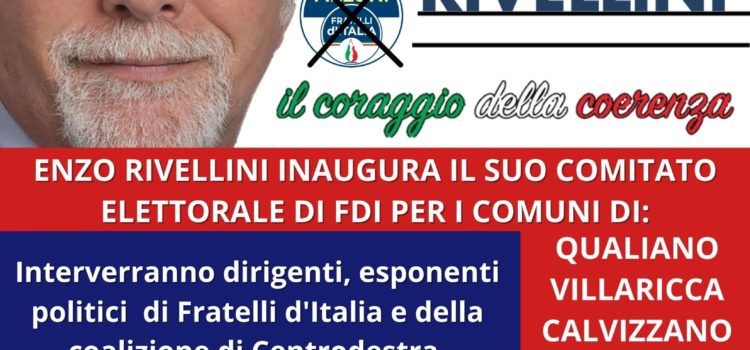 Elezioni Campania, Rivellini (FdI): “Domani inaugurazione comitato elettorale e Villaricca”